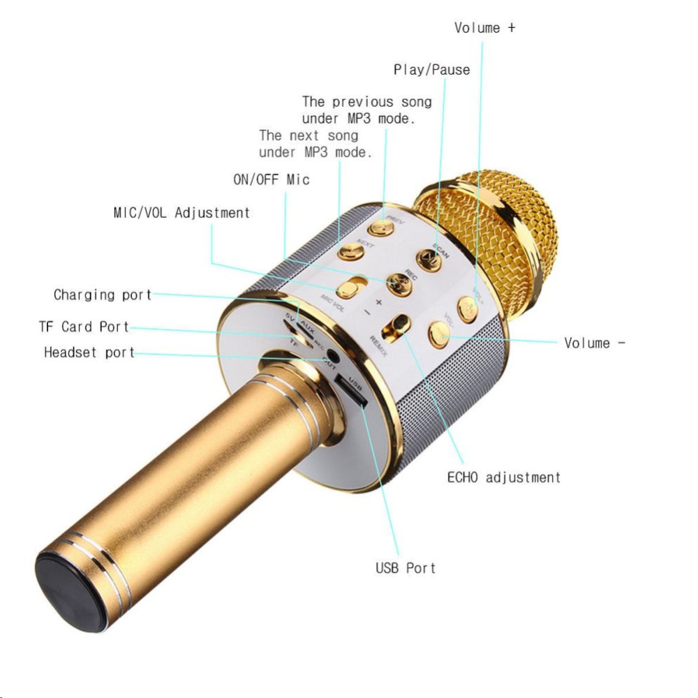 【Half price at the second item】Wireless Bluetooth Karaoke Microphone