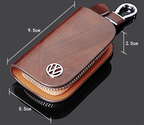 🔥(BUY 1 GET 1 AT 50% OFF)-Car Logo Leather Wood Texture Car Key Case
