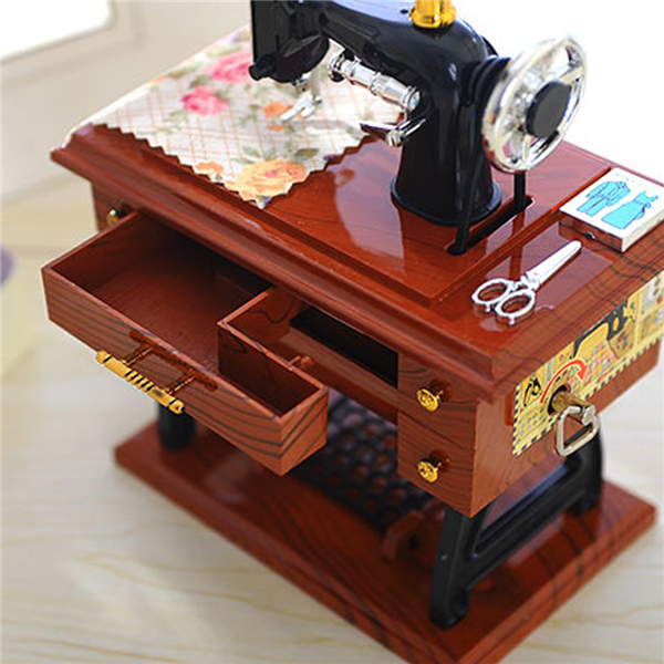 (Last Day Promotion & 50% OFF) Wood Mini Sewing Machine Music Box