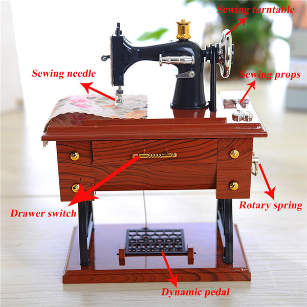 (Last Day Promotion & 50% OFF) Wood Mini Sewing Machine Music Box