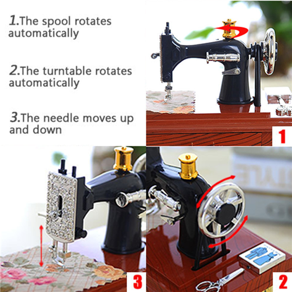 (Last Day Promotion & 50% OFF) Wood Mini Sewing Machine Music Box
