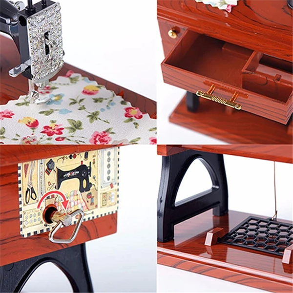 (Last Day Promotion & 50% OFF) Wood Mini Sewing Machine Music Box