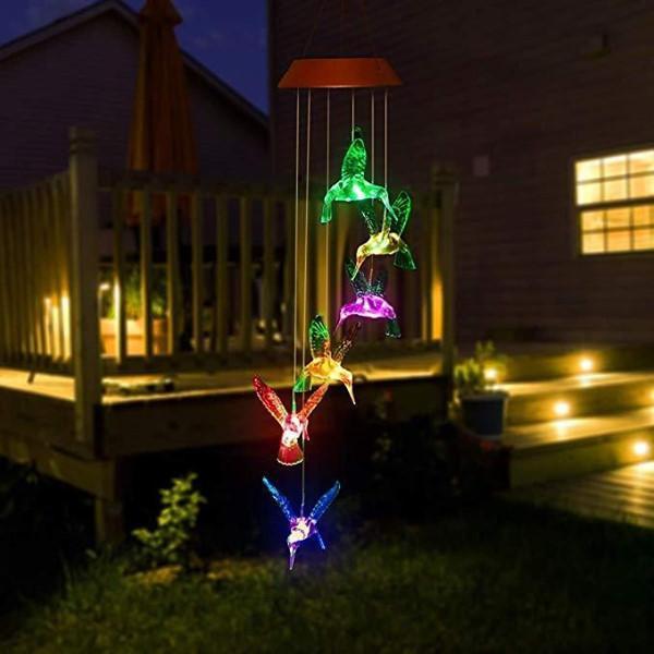 Color-Changing Solar LED Waterproof Hummingbird Wind Chimes!