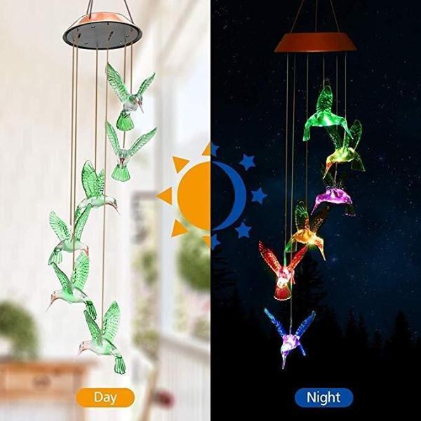 Color-Changing Solar LED Waterproof Hummingbird Wind Chimes!
