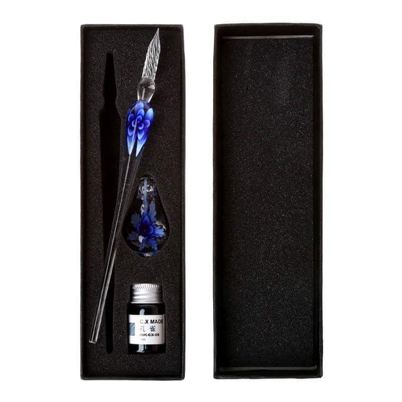 VintageArt™ Glass Calligraphy Pen Set with Ink and Pen Rest
