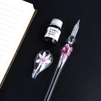 VintageArt™ Glass Calligraphy Pen Set with Ink and Pen Rest