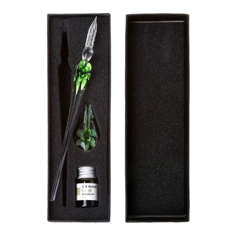 VintageArt™ Glass Calligraphy Pen Set with Ink and Pen Rest