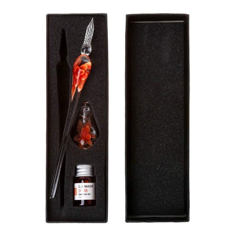 VintageArt™ Glass Calligraphy Pen Set with Ink and Pen Rest