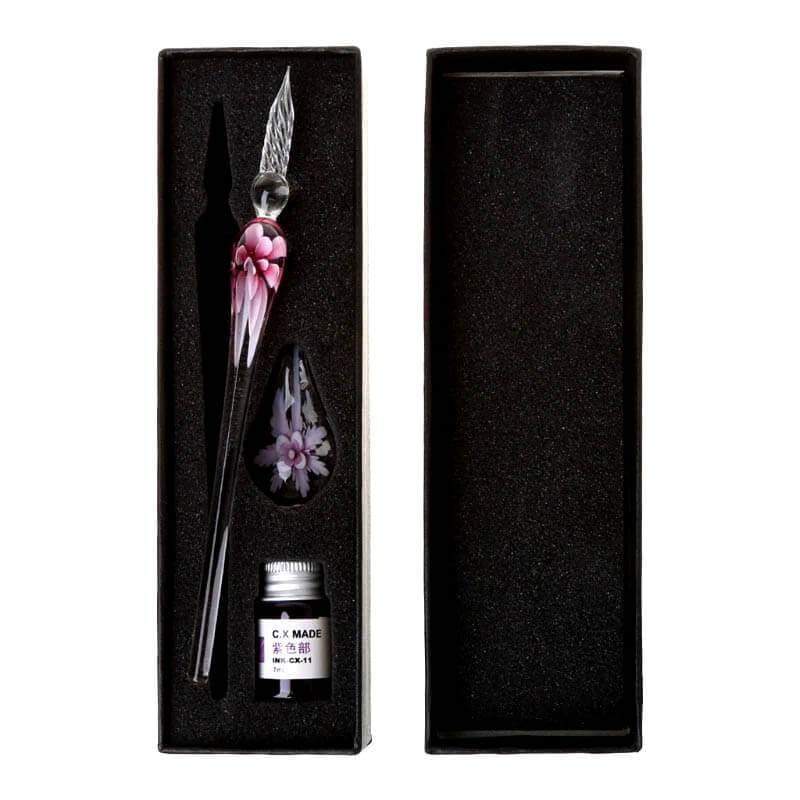 VintageArt™ Glass Calligraphy Pen Set with Ink and Pen Rest