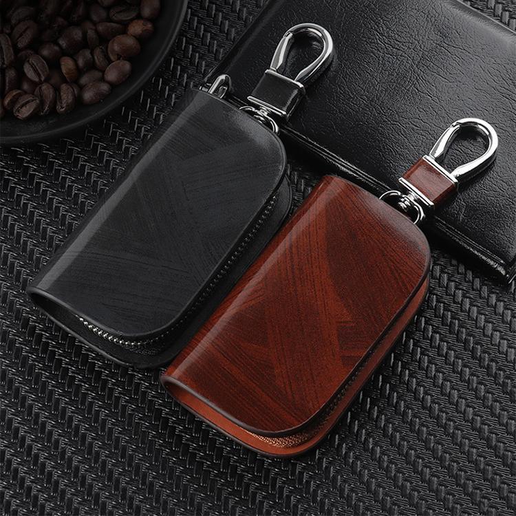 🔥(BUY 1 GET 1 AT 50% OFF)-Car Logo Leather Wood Texture Car Key Case