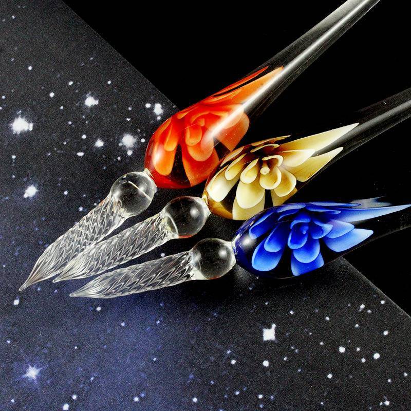 VintageArt™ Glass Calligraphy Pen Set with Ink and Pen Rest